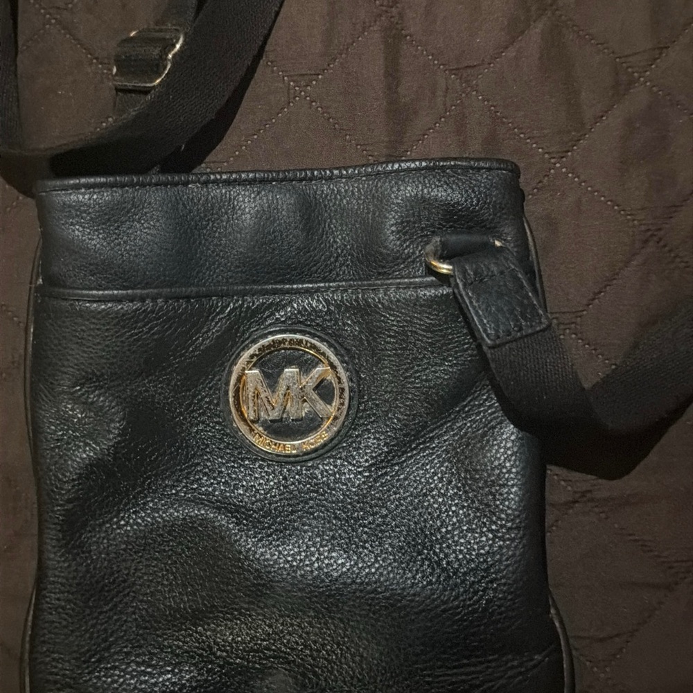 Michael Kors Black Leather Messenger Bag